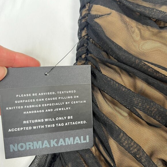 NWT Norma Kamali Walter Dress Ruched Sheer Knee Bodycon Fitted Black Medium - Picture 4 of 16